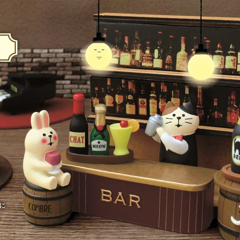 日式創意酒吧貓INS調酒師 兔子裝飾 卡通動物 微縮樹脂工藝品 小擺件 裝飾擺件 娛樂場所裝飾 可愛老鼠 貓咪