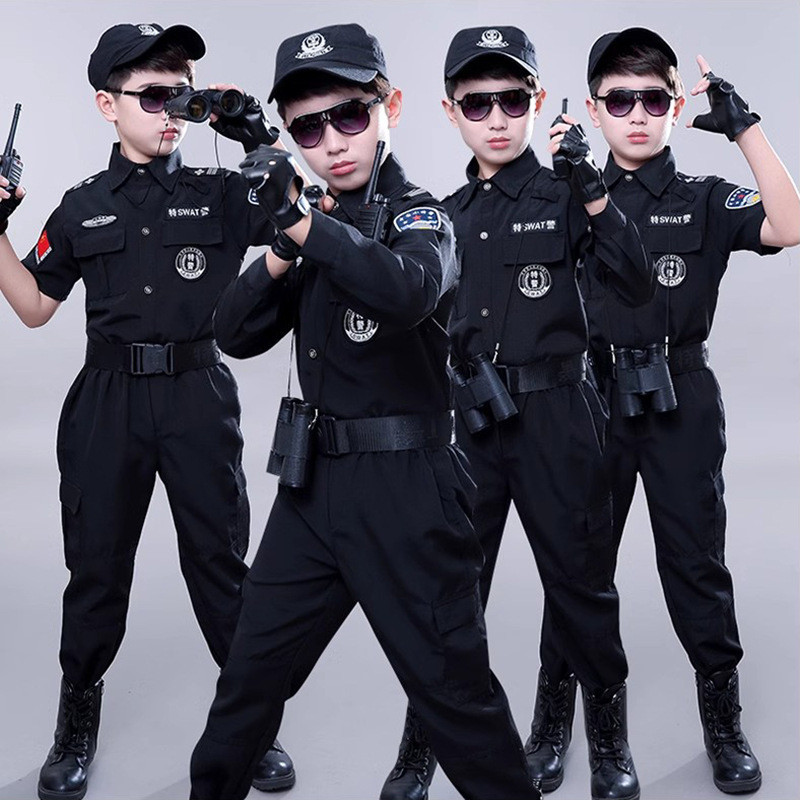 兒童特警服小警察表演服幼兒園男女童小警察表演服小警官角色扮演
