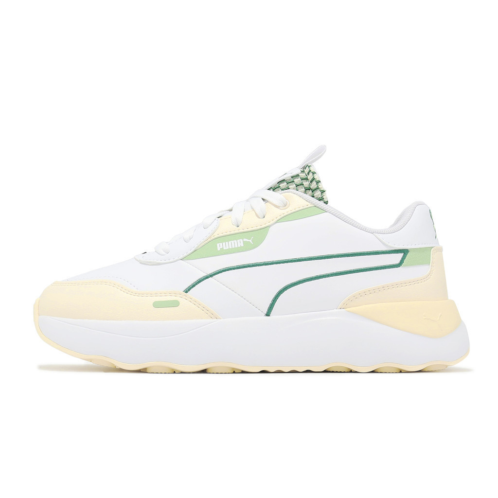 Puma 休閒鞋 Runtamed Platform Blossom 白 綠 奶油 厚底 女鞋 ACS 39526001