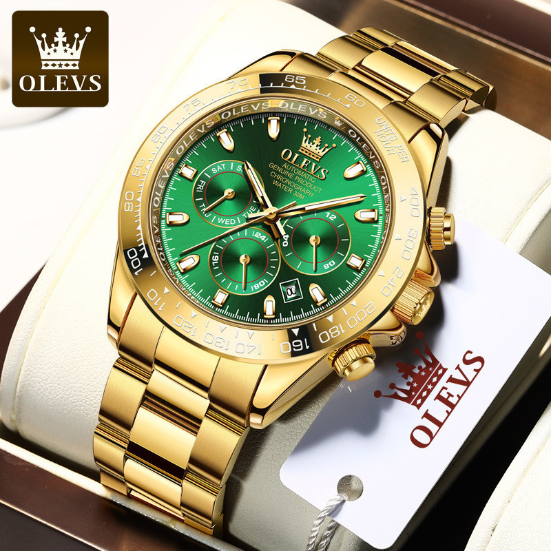 腕錶現貨禮物時尚休閒夜光防水多功能綠水鬼機械錶男士手錶男表