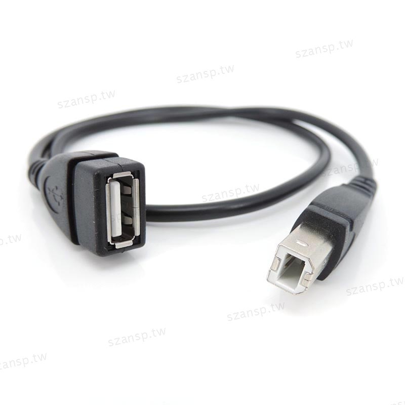 黑色 50 厘米 USB 2.0 A 型母頭轉 USB B 公頭掃描儀 3D 打印機連接器延長線 USB 3D 打印機延
