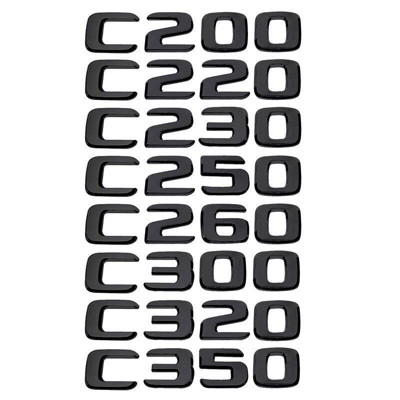 全新改裝數字字母黑色和銀色 C200 C220 C230 C250 C260 C300 C320 C350 ABS 汽車