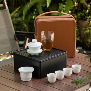 旅行茶具套裝便攜包收納蓄水茶盤簡約戶外家用功夫泡茶蓋碗