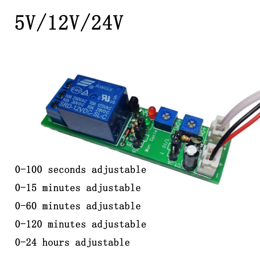 Jk11s循環定時器延時開/關繼電器模塊5v/12v/24v開關繼電器板0-100s/0-15m/0-60m/0-120