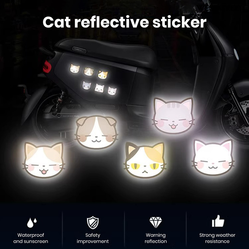 [滿額免運]貓咪卡通反光貼電動車裝飾創意個性DIY頭盔貼紙汽車貼紙劃痕遮擋