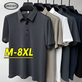 M-8XL 韓系基本款大尺碼短袖Polo衫男 翻領五分袖上衣 薄款透氣男生短袖T恤 休閒 寬鬆 Oversize 加大尺