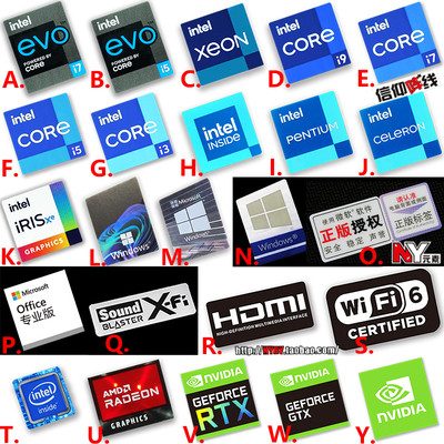 品牌貼紙  原裝12代core i9 i5 i7 i5 i3 evo筆記本臺式機 電腦cpu貼紙 標籤