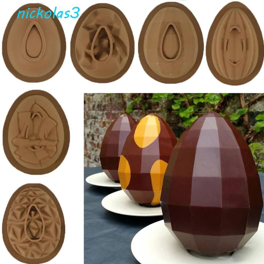 NICKOLAS復活節巧克力蛋模具,半球軟復活節彩蛋硅膠模具,仿真易於脫模DIY巧克力殼模具