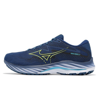 Mizuno 慢跑鞋 Wave Rider 27 藍 黃 反光 美津濃 路跑 男鞋【ACS】 J1GC2303-53