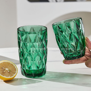 北歐玻璃杯家用創意彩色原色水杯套裝果汁牛奶菱紋杯子酒店漱口杯