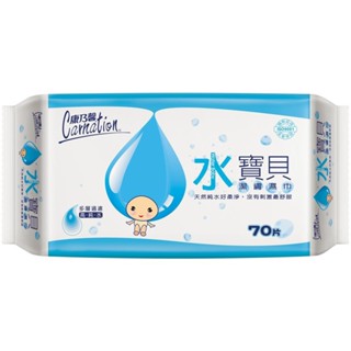 康乃馨水寶貝潔膚濕巾70片裝x18件組（包裝隨機出貨）