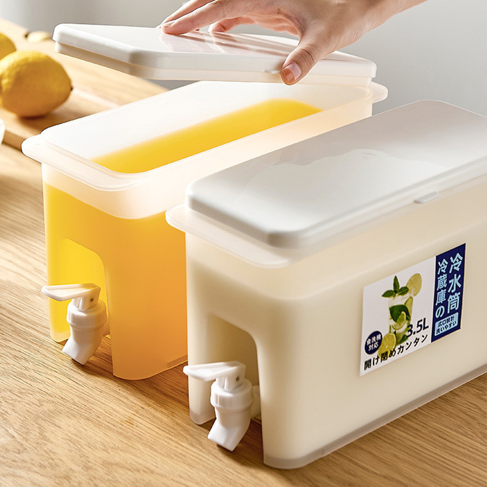 現代簡約自帶水龍頭冷水壺檸檬水水果飲料可放入冰箱家用塑料桶