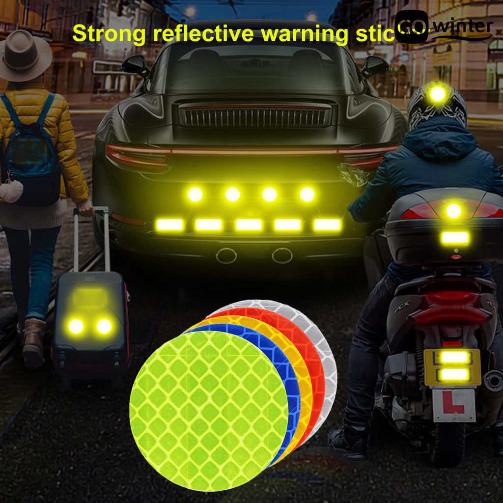 [摩卡運動]10pcs圓形腳踏車汽車反光條貼紙電動車機車反光貼夜間警示反光車貼