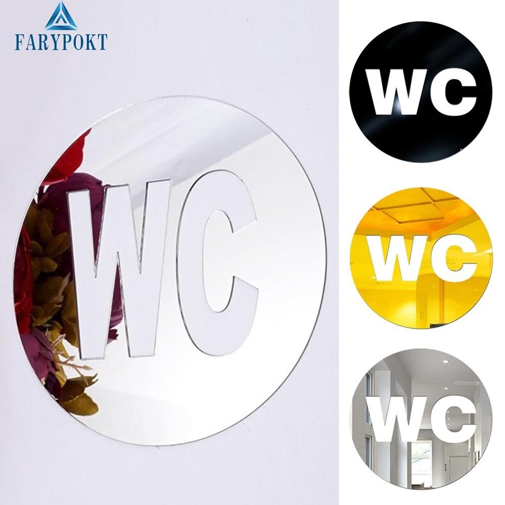 Wc 符號鏡子貼紙貼花適用於浴室裝飾防水 12 厘米尺寸