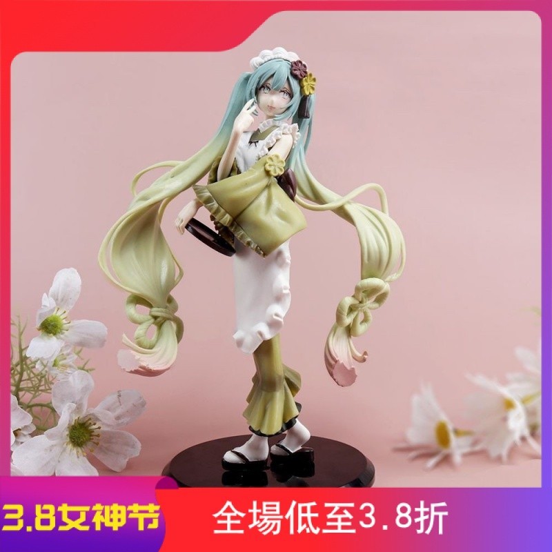 現貨初音未來手辦櫻花兔耳初音少女玩偶模型裝飾卡通動漫擺件玩具