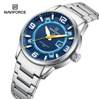 Naviforce 8044 休閒新款男士頂級品牌豪華防水手錶不銹鋼運動軍用石英腕錶