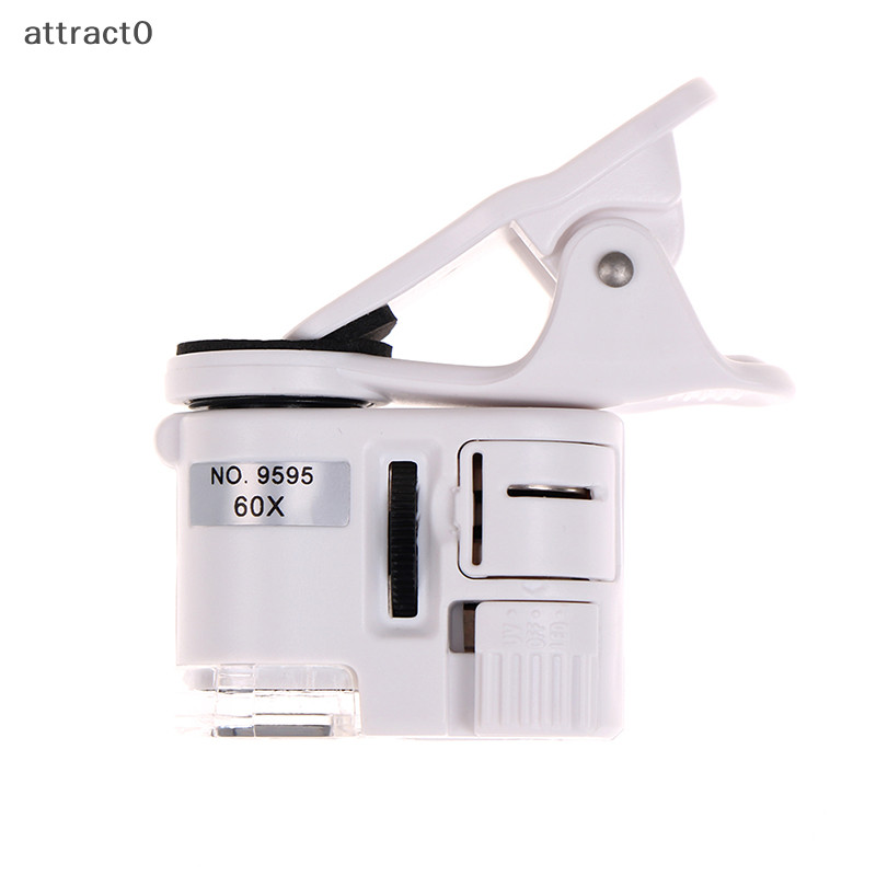 Attact 1Pc 60X 手機顯微鏡微距鏡頭變焦微型相機夾帶 led 燈 TW