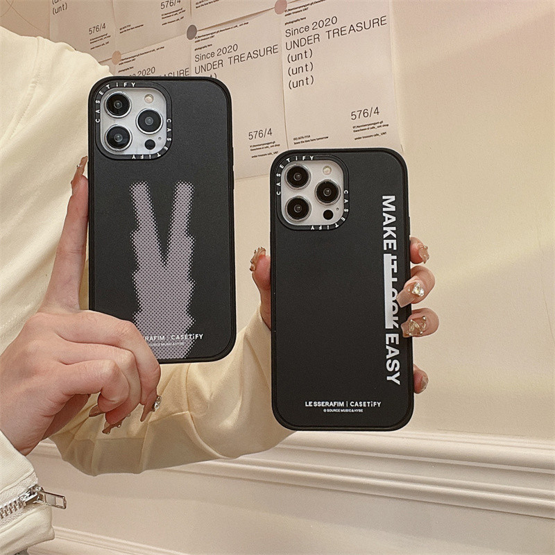 Casetifg Brand LE SSERAFIM EASY 高品質啞光防震手機殼帶盒適用於 iPhone 15 14