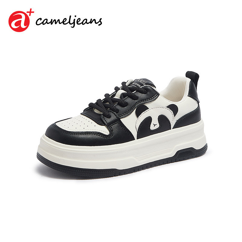 Cameljeans 女式黑白熊貓滑板鞋休閒運動鞋