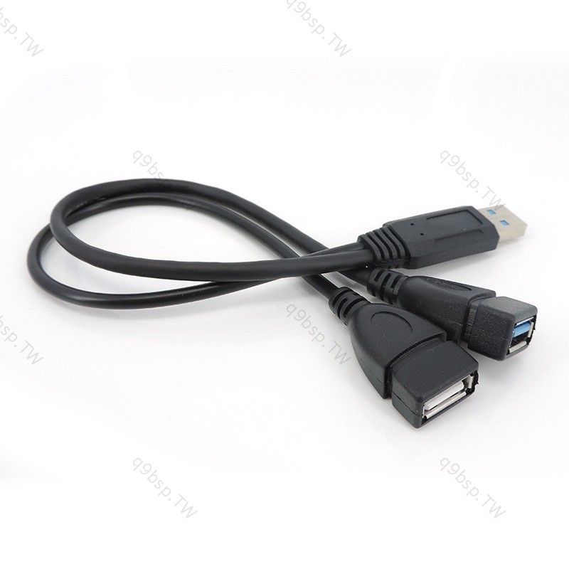 Usb 3.0 A 1 公對 2 路雙 USB 母數據充電集線器電源適配器 Y 分配器 USB 電源線延長線 TW9B
