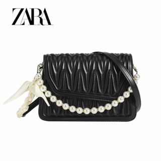 Zara 時尚珍珠手提包新款絲巾單肩包繡線斜挎包
