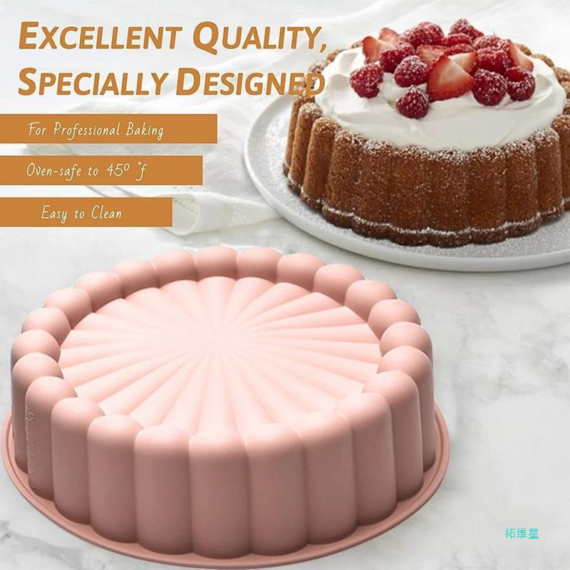 1pc矽膠蛋糕盤圓形空氣炸鍋烤箱烤盤模具耐高溫麵包吐司蛋糕模具