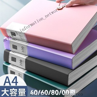 ✨免運可開發票#莫蘭迪資料夾 A4資料冊檔案夾 透明插頁 試捲收納袋整理神器 100/60頁檔案夾多功能 大容量