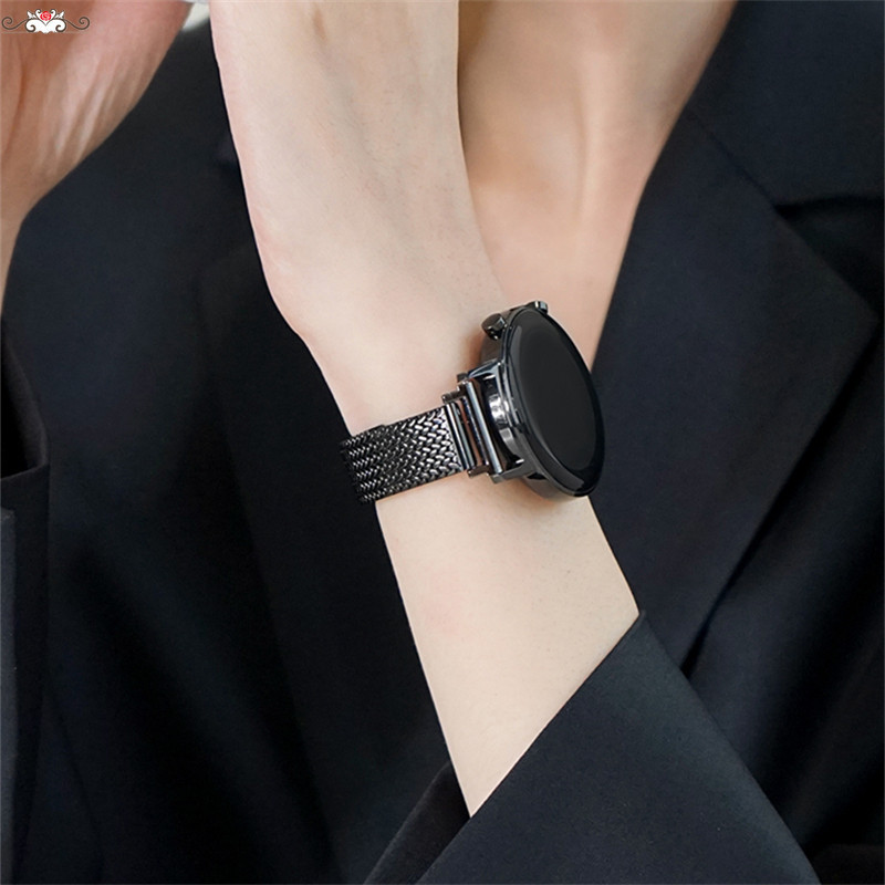 金屬鋼帶麥穗卡扣錶帶22mm 適用華米Amazfit GTR 4 3錶帶 運動透氣女款手錶帶