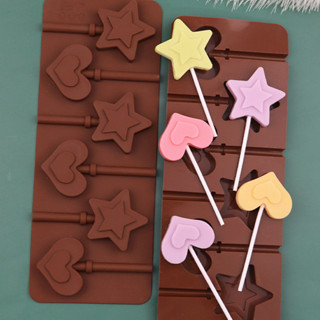 [現貨] 星星愛心形狀矽膠棒棒糖模具棒矽膠模具巧克力蛋糕裝飾糖果模具 24*9.5*1cm