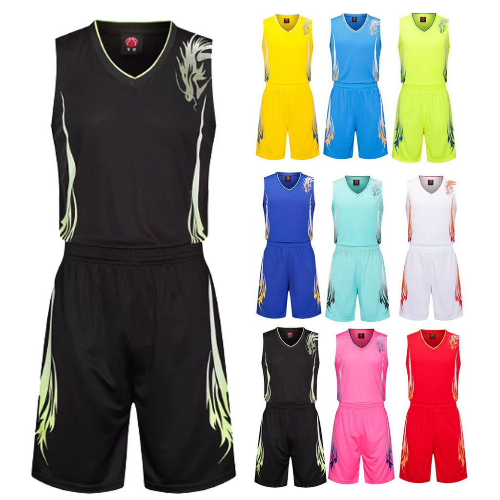 籃球服裝 訓練服 龍紋籃球服套裝男賽龍舟兒童比賽訓練童裝球衣背心團購訂製印字
