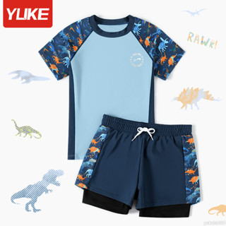 YUKE 兒童泳衣 男童泳衣新款速乾透氣小中大童寶寶兩件式防晒泳裝