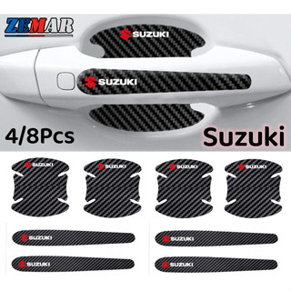 SUZUKI 4/8 件碳纖維汽車貼紙碳纖維保護膜門把手保護膜防刮貼紙適用於鈴木 ERTIGA XL7 Swift SX