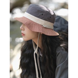 漁夫帽子女日系復古拼色高品質戶外徒步遮陽帽夏季旅遊抽繩登山帽