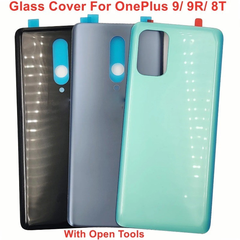Oneplus 9 9R 8 8T 8 Pro 後蓋玻璃電池蓋硬後門外殼面板外殼 + 原裝膠水貼紙