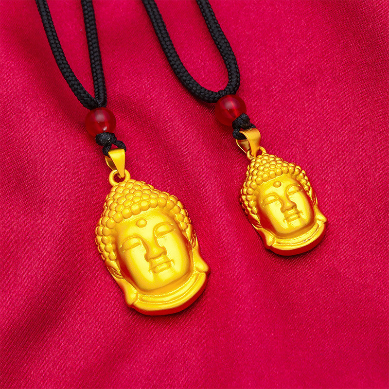 越南沙金佛頭吊墜項鍊黃銅鍍金時尚女款彌勒佛吊墜首飾