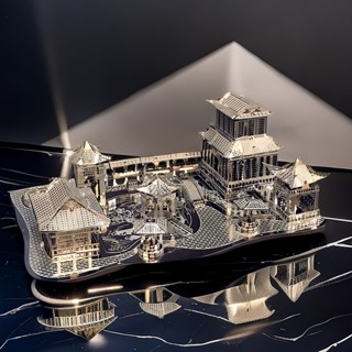 樂高積木合金新蘇州園林模型高難度3D立體金屬積木手工拼圖創意禮物