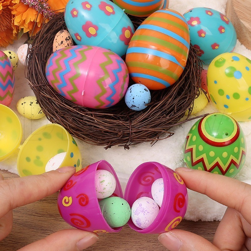 塑料可填充彩色雞蛋 - DIY Twist Eggshells 裝飾禮物 - 復活節派對裝飾用品 - 糖果巧克力包裝盒