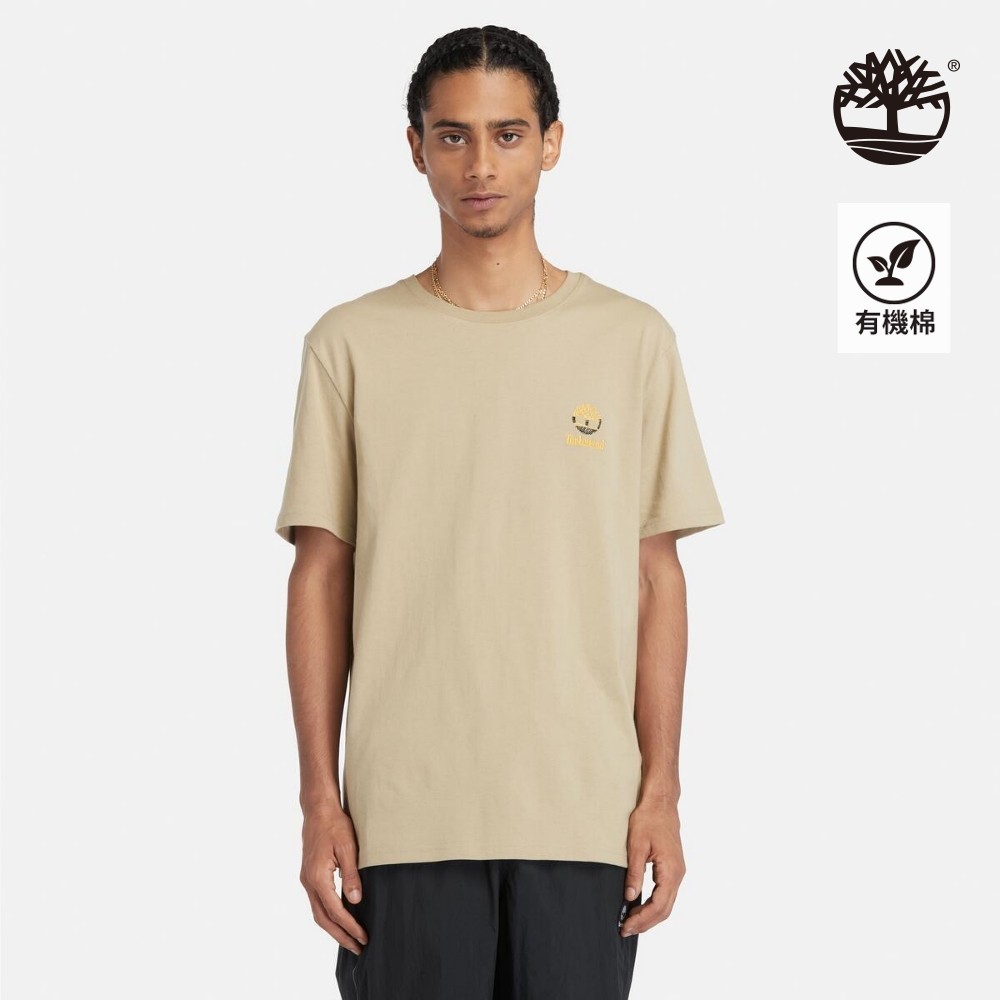 Timberland 男款米色健行圖案短袖T恤|A42YUDH4