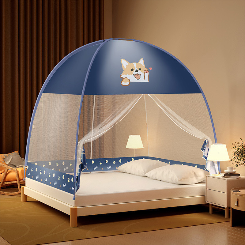 1.8米床免安裝蒙古包家用蚊帳 玻璃纖維杆支架可摺疊蚊帳