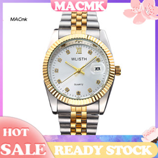 <MACmk> 精緻中性圓形錶盤夜光模擬石英情侶腕錶禮物