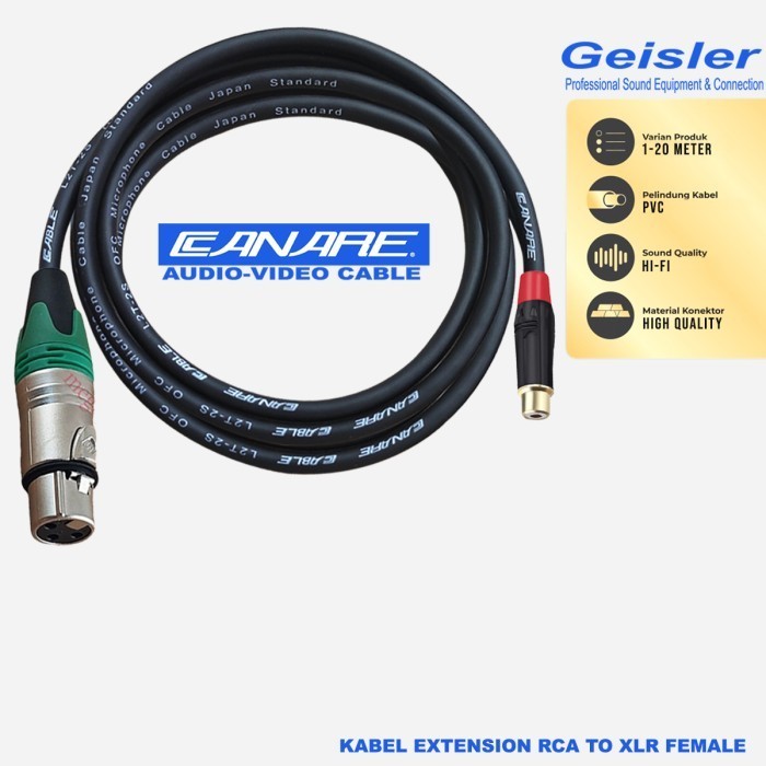音頻轉換器電纜 1x RCA 母頭 BK 到 1x XLR 母頭 Geisler-Canare