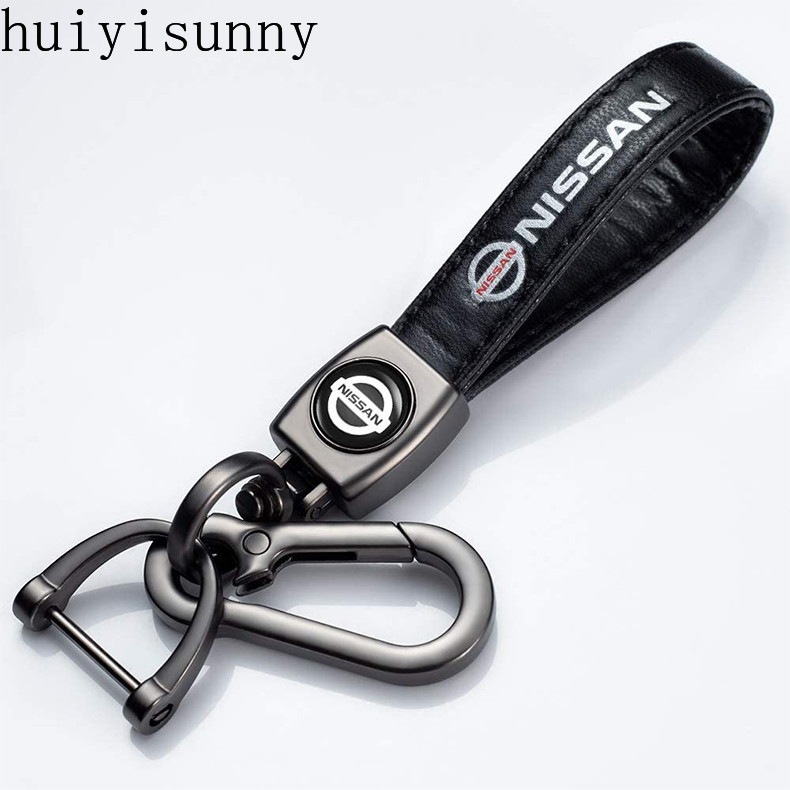NISSAN Hys 真皮汽車鑰匙扣汽車標誌鑰匙扣套裝適用於日產 Versa Sentra Altima Rogue M