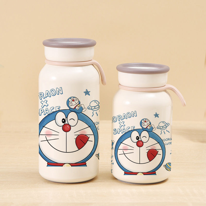 高顏值日系牛奶保溫杯 直飲手提 機器貓 哆啦A夢 水杯 不鏽鋼杯子