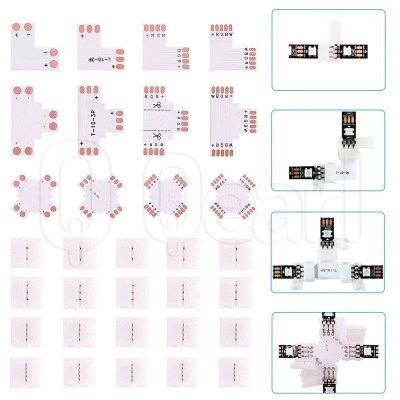 10 件燈條固定扣 - LED 燈條連接器 - 無焊夾式耦合器 - 適用於 3528/5050 SMD RGB - 可調