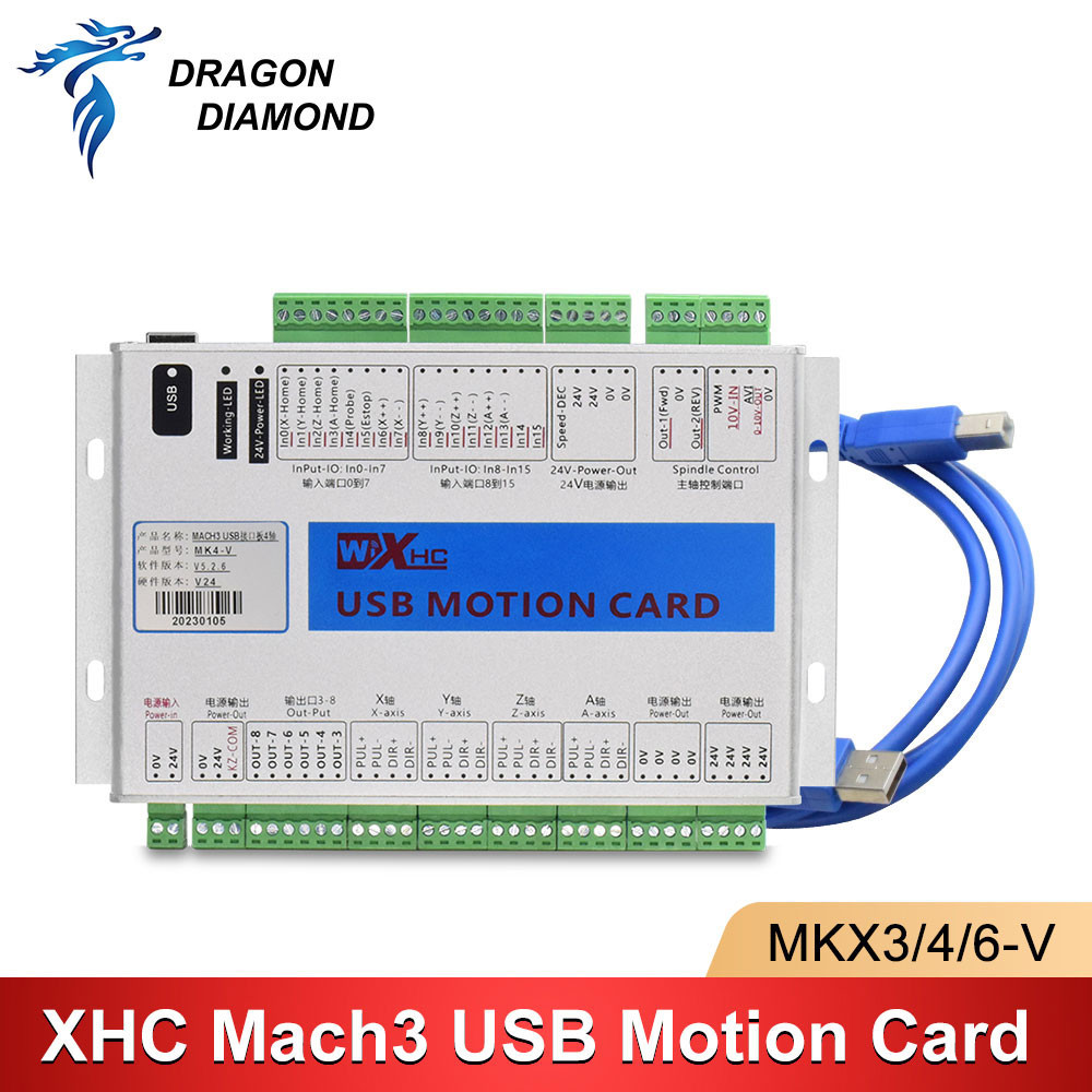 Xhc MKX-V 3/4/6 軸 CNC 運動控制卡 2000kHz Mach3 USB 控制器分線板,用於雕刻銑削切