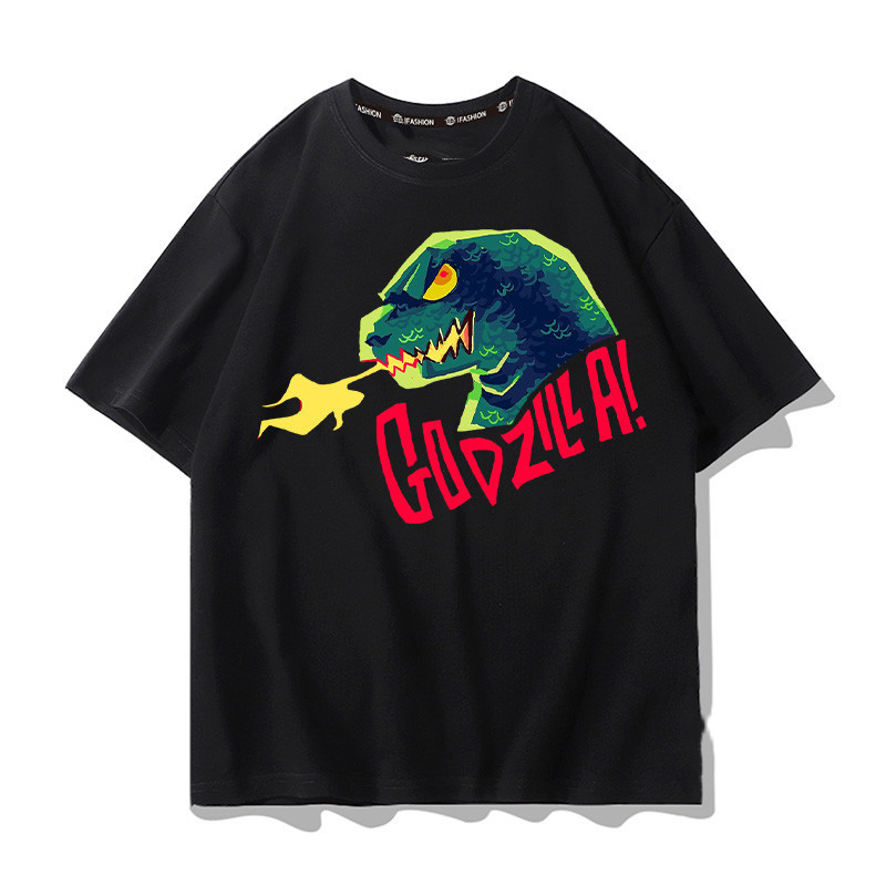 動漫哥吉拉與金剛新帝國Godzilla vs Kong圖案男士百分百純棉圓領短袖上衣/男童女童尺寸110-150短袖T恤