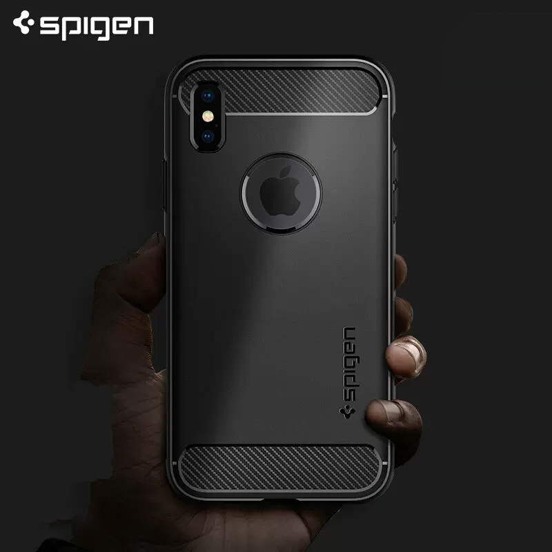 【殼子】Spigen 蘋果iPhone XS Max手機殼XS Max保護套碳黑纖維耐磨砂軟矽膠氣囊防摔xr全包邊手機殼