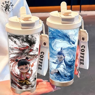 【累計熱銷5000萬+件】LEBETE魔童哪吒高顏值保溫杯咖啡杯女雙飲不鏽鋼杯吸管大容量陶瓷