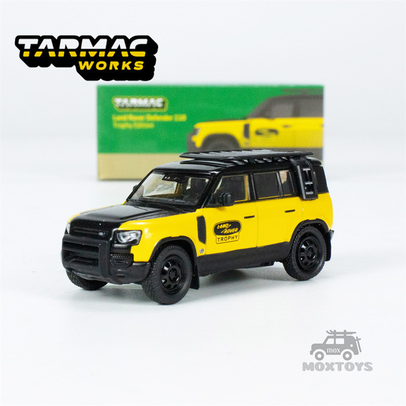 Tarmac Works 1:64 Land Rover Defender 110 獎杯版黑色黃色壓鑄模型車