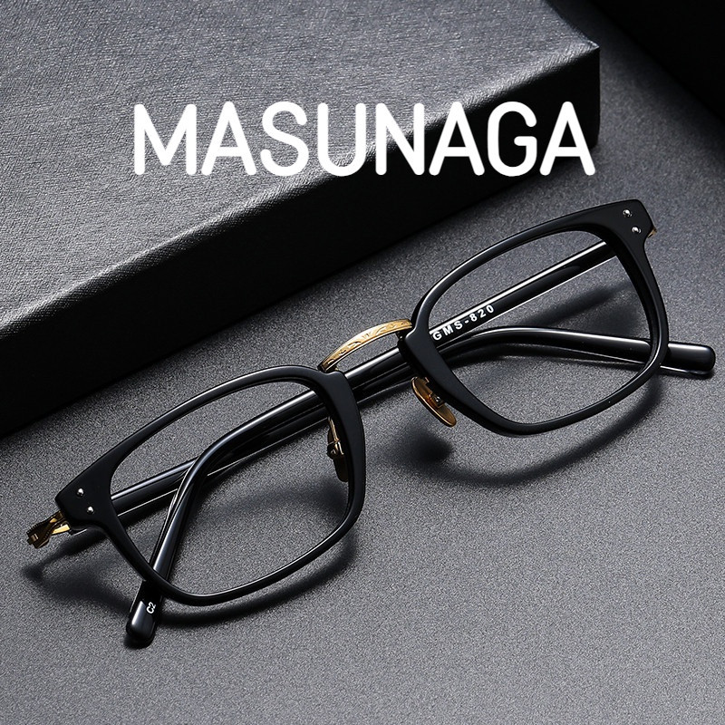【TOTU眼鏡】MASUNAGA增永 復古眼鏡框 方形小框820配防藍光眼鏡 男女款 近視眼鏡 純鈦眼鏡框 板材眼鏡